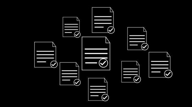 Digital checklist and approval business document validation and task tracking system for decision making, process optimization, Motion graphics of check mark concept