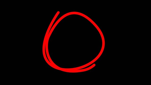 Animated Hand Drawn Red Circle Sketch on Black Background