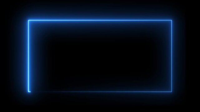 Neon Pink Blue Border Frame Animation, Glowing Rounded Rectangle Display on Black Background