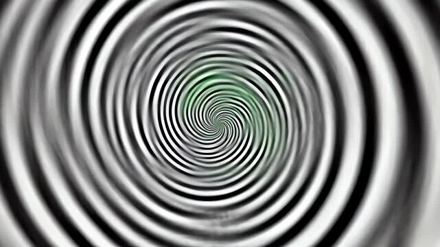 Dynamic hypnotic spiral transition moving in circular motion against a bright chroma key green screen background