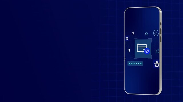 Mobile smartphone screen tracking digital credit card checkout authentication, shopping cart, and protection.