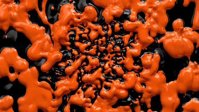 Seamless orange and black camouflage pattern slowly shifting and morphing in a continuous loop for a spooky Halloween themed background