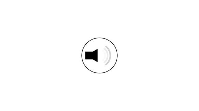 Animated speaker volume icon sound wave animation loop, audio level control adjust speaker symbol on dark and light background, motion graphic