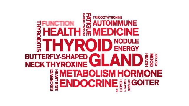 Thyroid Gland animated word cloud-animation tag kinetic typography seamless loop.