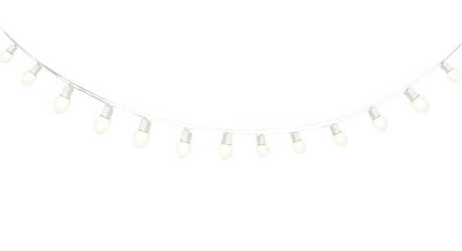 A string of light bulbs on a white background isolated on transparent background