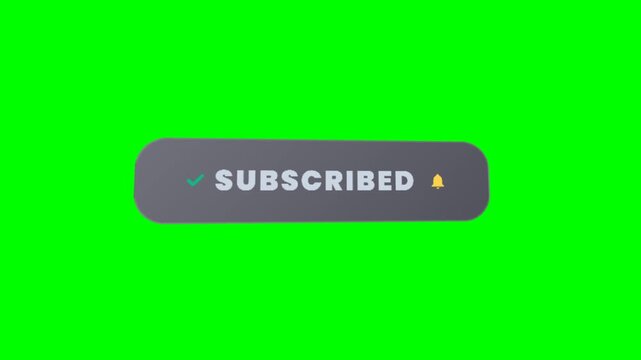 Flat video channel subscribe CTA banner on green screen