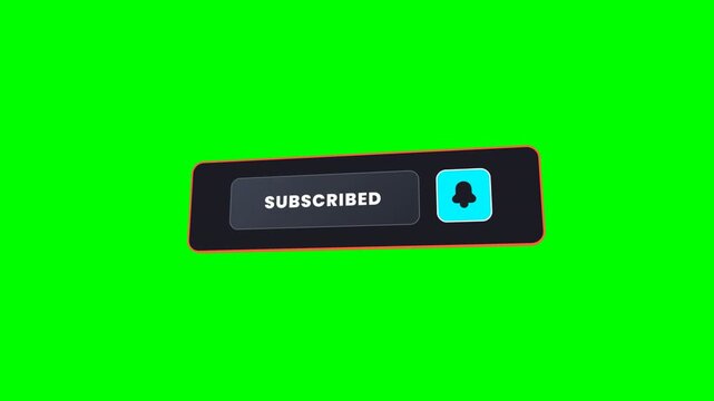 3D video channel subscribe CTA banner card on green screen