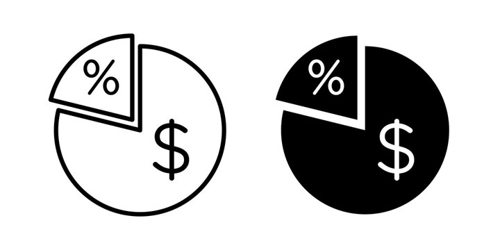 Dividend yield icon solid pictograms kit. EPS10