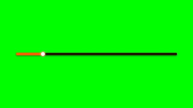 Horizontal 6 second loading countdown progress bar on green screen