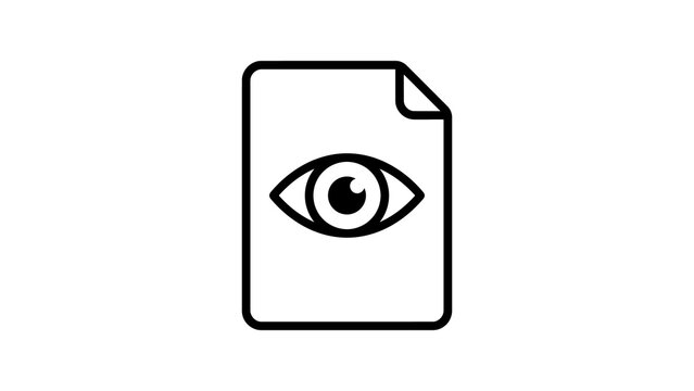 Document page with eye icon symbolizing viewing or inspection of information.