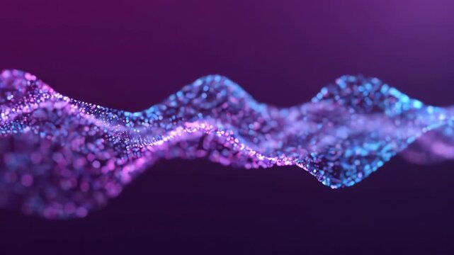 Vibrant glowing aura field flowing gently across a deep violet background with soft abstract light waves in a seamless loop for modern technology