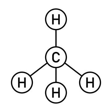 Methane molecule structure with carbon and hydrogen atoms