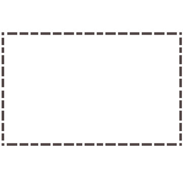 Dashed line frame illustration. Hand drawn dotted rectangle border with copy space isolated on white background.