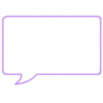 Rounded square speech bubble illustration. Hand drawn purple outline speech balloon with copy space isolated on white background.