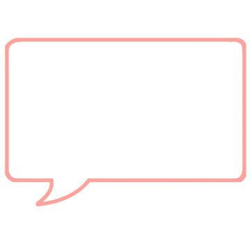 Rounded square speech bubble illustration. Hand drawn pink outline speech balloon with copy space isolated on white background.