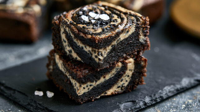 luxurious black sesame tahini brownies with a middle eastern twist