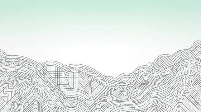 Abstract hand drawn wave pattern border with creative doodle lines and decorative shapes