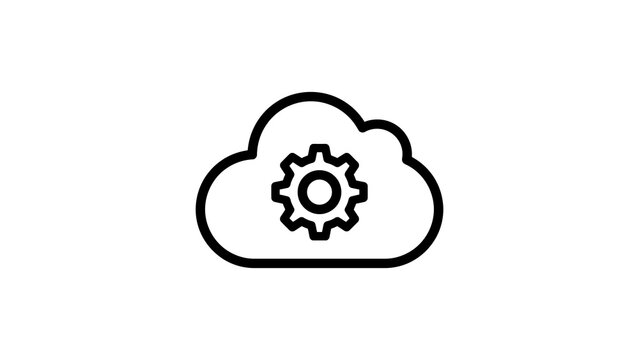 Cloud computing settings icon for server management and network technology.