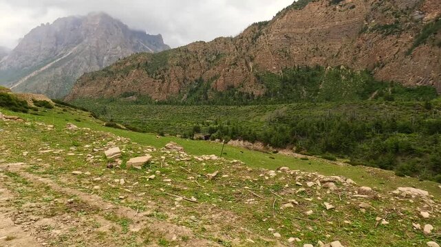 Landscape View Of Rugged Himalayan Valley On Adi Kailash Route Near Gunji