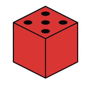 Red die with four dots on top face