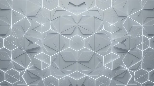 Abstract geometric patterns with glowing light lines
