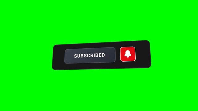3D video channel subscribe CTA banner card on green screen