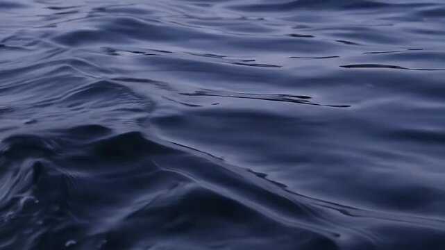 Indigo waves surge and recede across a dark blue water surface