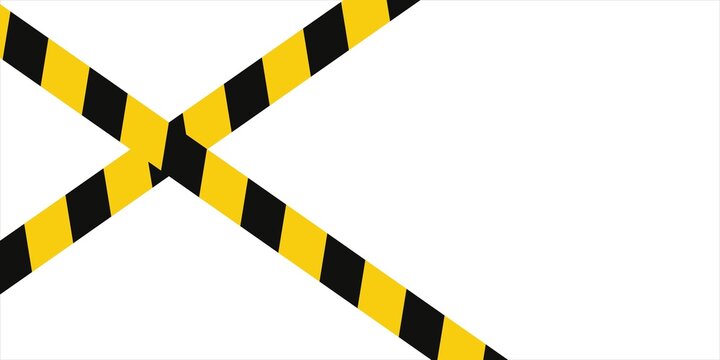 Warning tape with yellow and black diagonal stripes. Warn stop seamless line. Yellow and black caution tape border.