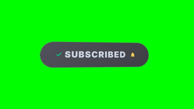 Flat video channel subscribe CTA banner on green screen