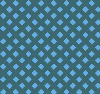 Seamless pattern with blue diamond shapes on a dark green background