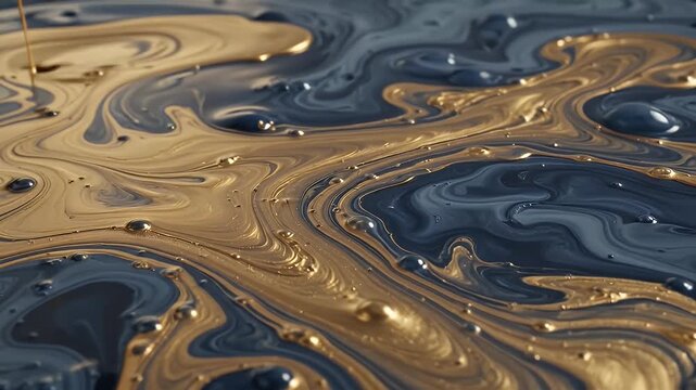 Molten gold pouring into dark ink wash abstract