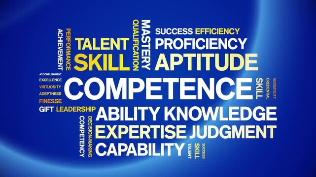 Competence animated word cloud-animation tag kinetic typography seamless loop.