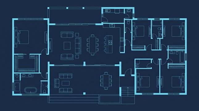 Modern residential architectural floor plan design
