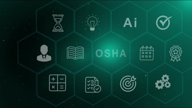 OSHA - Occupational Safety and Health Administration banner web icon for business and organization. optical lager light background