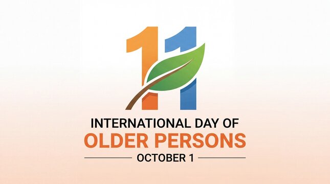 International day of older persons october 1st with stylized number one and leaf