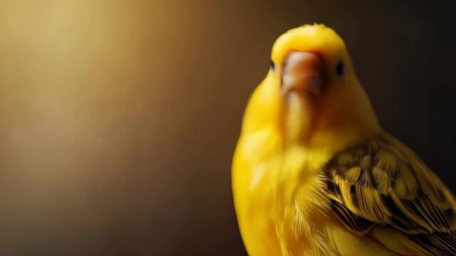 Yellow Finch Bird Portrait with Soft Lighting, Vivid Yellow Plumage, and Detailed Feather Texture