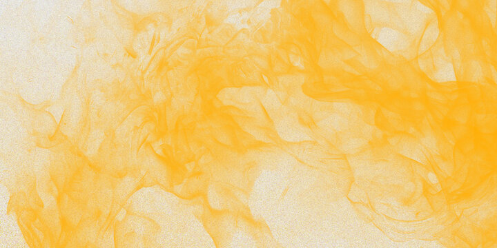 Abstract yellow watercolor splash on textured paper, vibrant orange ink wash background, artistic paint smoke effect for creative design