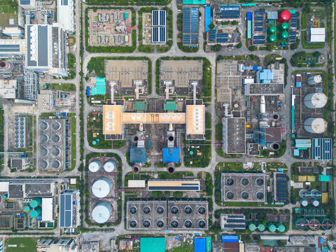 Aerial view of Sirajganj Power Station featuring industrial infrastructure, cooling towers, storage tanks, and power generation facilities in Sirajganj District, Rajshahi Division, Bangladesh.
