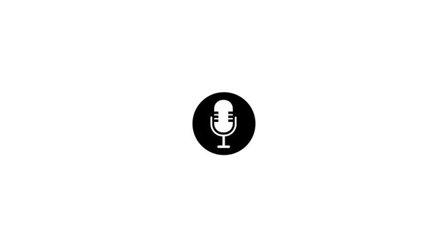 Minimalist microphone animation for podcast and audio branding sound broadcast