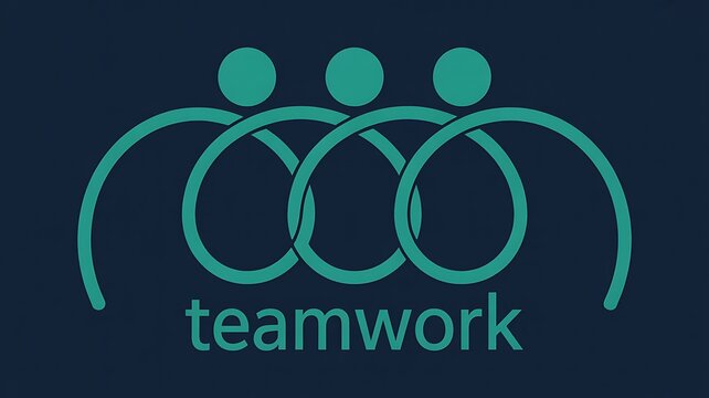 Teamwork concept with interconnected people symbols representing collaboration unity cooperation and business partnership