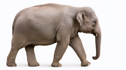 Fototapeta premium The Elephant in White Studio Portrait Calm Giant Walking Gracefully