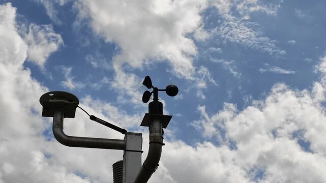 A cup or propeller animator measures wind direction as it rotates, according to wind speed.