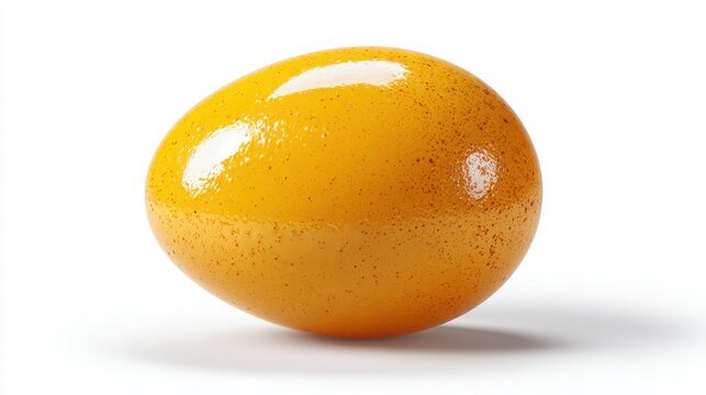 Isolated golden egg on pure white background with sharp shadow for premium product display