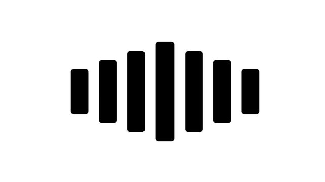 A bold audio waveform icon made of thick black vertical bars represents fluctuating sound levels and is displayed clearly on a white background image