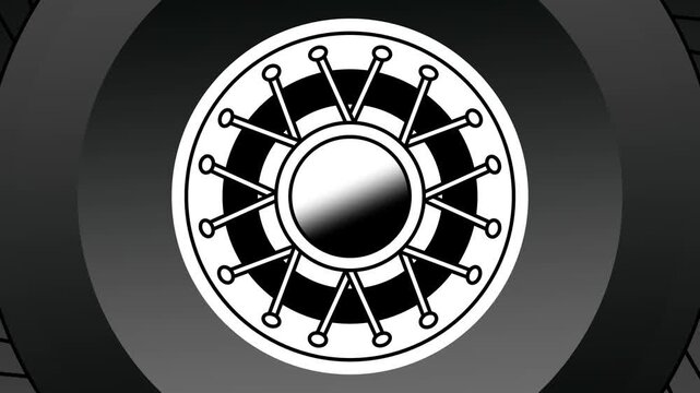 A close up chrome wire spoke wheel icon is centered directly on top of a dark tire background creating a detailed glossy metallic thumbnail image