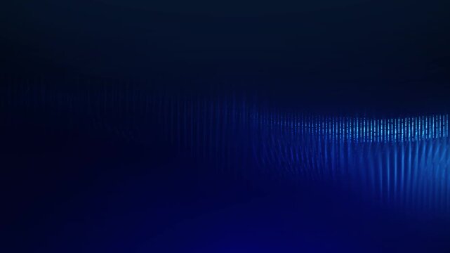 Dynamic sapphire blue light patterns ripple across a deep midnight background, evoking a sense of tranquil depth and digital fluidity in an abstract composition