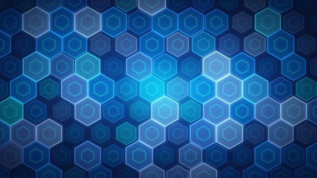 Abstract blue geometric hexagon pattern glowing futuristic technology background banner