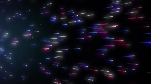 Abstract background of fast-moving colorful light streaks against a dark backdrop