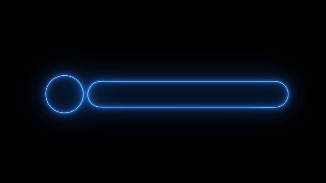 Glowing blue neon lower third banner with circular icon placeholder on black background.