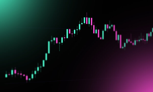 Detailed financial candlestick chart showing market fluctuations against a dark gradient background for professional business presentations.